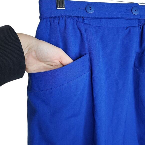 Vintage 80s Sporty A Line Skirt Womens Size S Blue Pockets - Picture 4 of 6